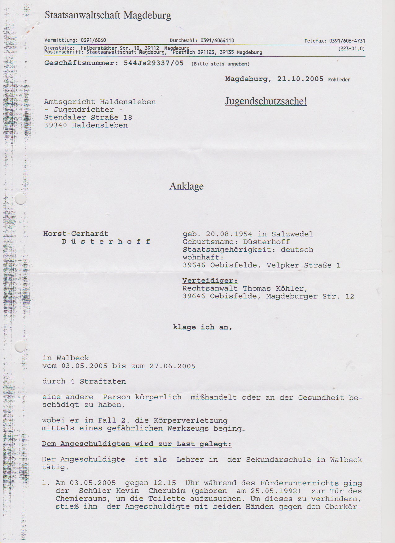 Anklage Staatsanwaltschaft magdeburg Blatt1 21.10.2015